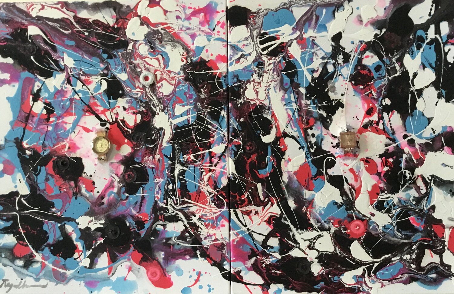 Abstract Watches Diptych Four Raymond Chow