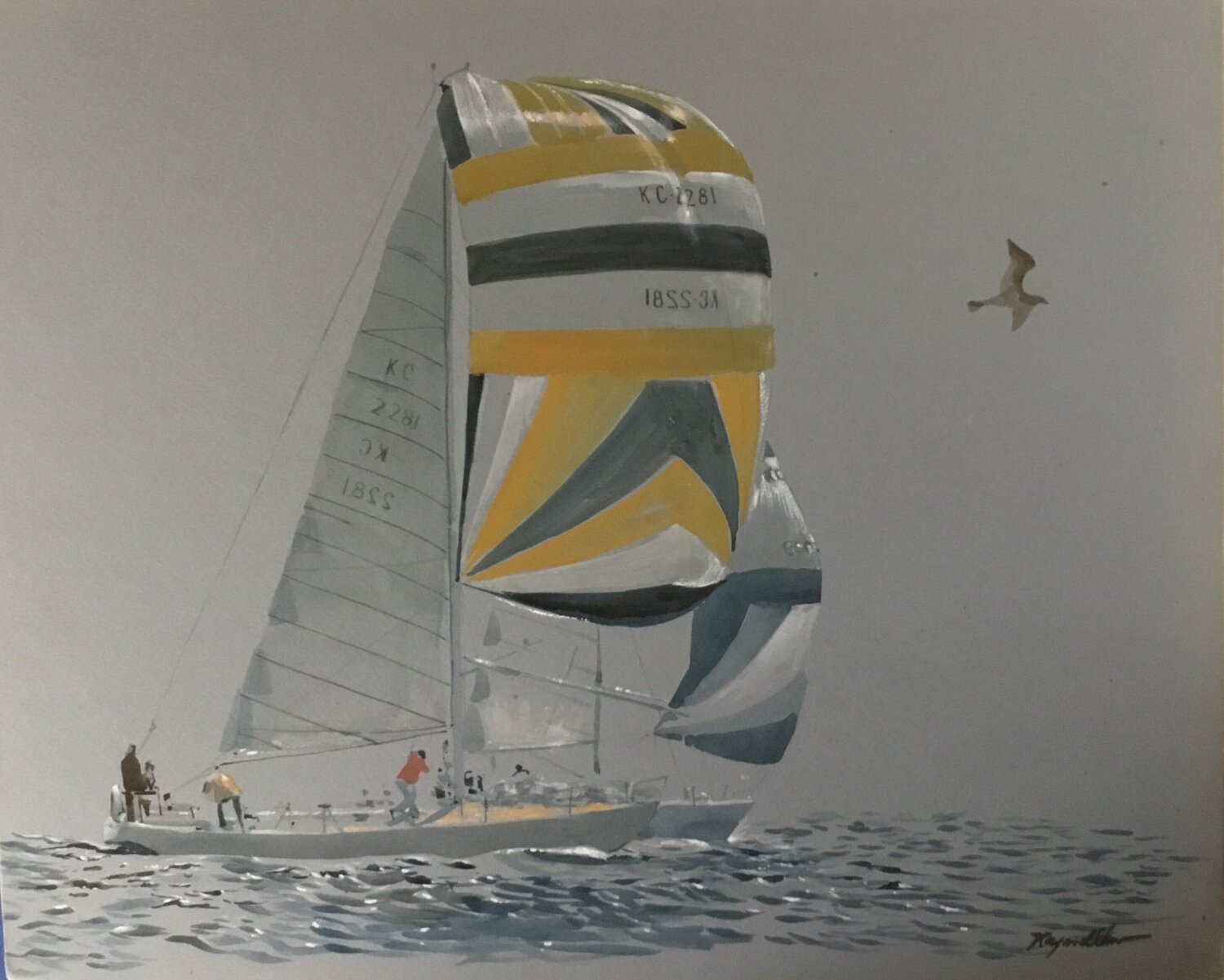 Yellow And Blue Sailboat Raymond Chow