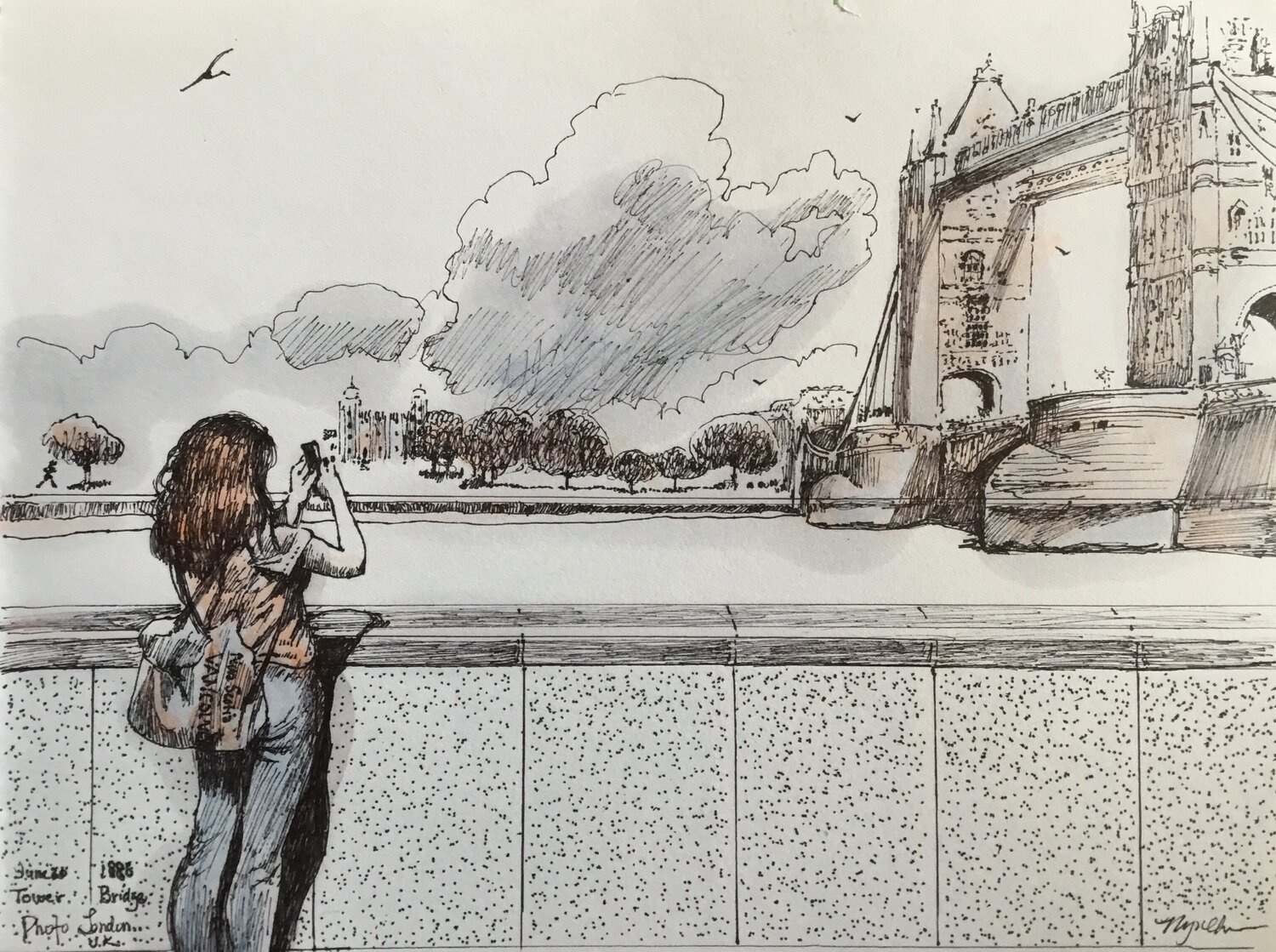 Photographer Near London Bridge Raymond Chow Zeichnungen zu verkaufen