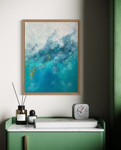 Entre azules (enmarcada en madera de haya natural) von Belén Sevilla, Malerei kaufen auf Singulart