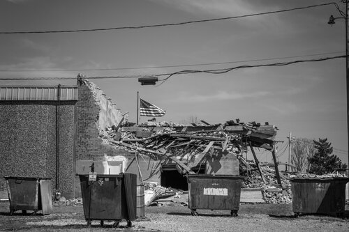 Four Dumpsters and a Flag by Joel Dyer, Photography for Sale on Singulart