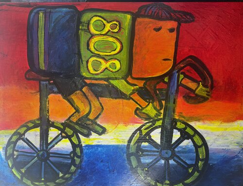 Bike riding 1 di Vivian Divine, Pittura in vendita su Singulart