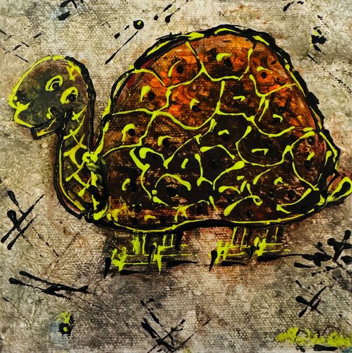 Cutest turtle  Cou -Cou de Vivian Divine, Pintura a la venta en Singulart