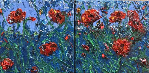 Poppies of love/ Diptych/Unique/COA Vivian Divine