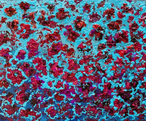 Poppies /Unique/COA van Vivian Divine, Schilderij te koop op Singulart