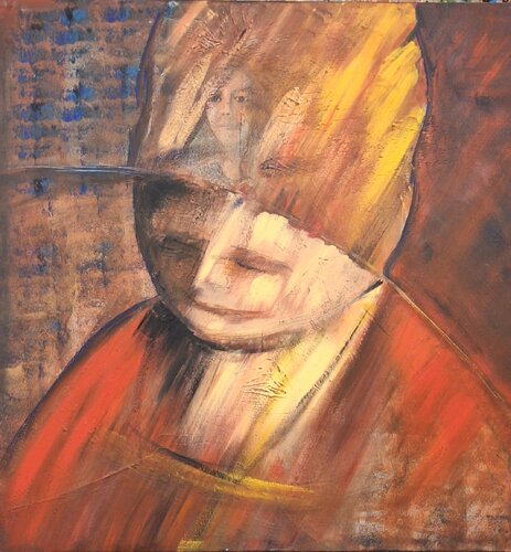 Sie geht mir nicht aus dem Kopf van Fritz Vogel, Schilderij te koop op Singulart