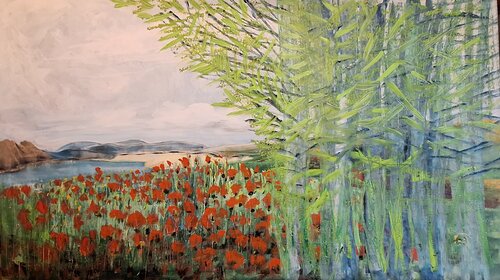 Mohnbaumlandschaft by Fritz Vogel, 油畫 for Sale on Singulart