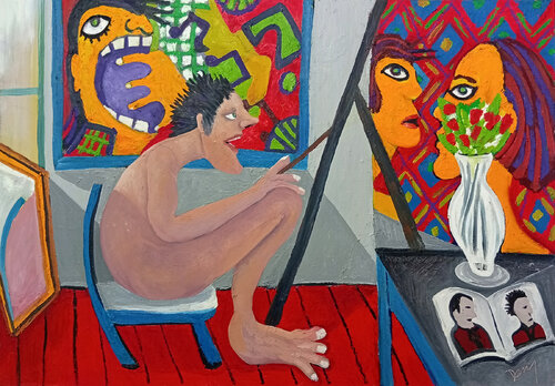 the Artist as a Cartoon (Homage to Pablo) di Denis Taylor, Pittura in vendita su Singulart