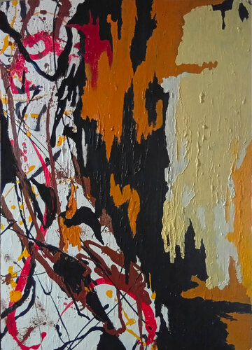 Clyfford Still calms down Pollock in 1948 (Homage to American Abstract Expressionism. di Denis Taylor, Pittura in vendita su Singulart