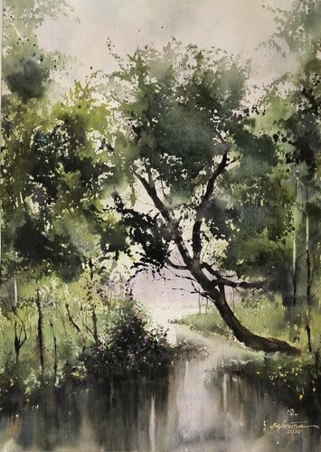 Whispering Trees van Tomas Bajorunas, Schilderij te koop op Singulart