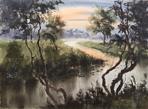 Tranquil pathways di Tomas Bajorunas, Pittura in vendita su Singulart