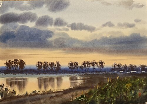 Twilight reflections by Tomas Bajorunas, Painting for Sale on Singulart