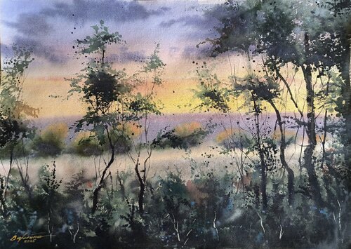 Evening glow von Tomas Bajorunas, Malerei kaufen auf Singulart