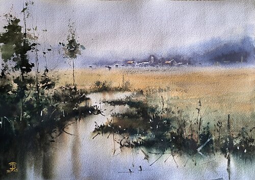 Little towns day by Tomas Bajorunas, Painting for Sale on Singulart