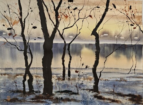 Winters reflection van Tomas Bajorunas, Schilderij te koop op Singulart