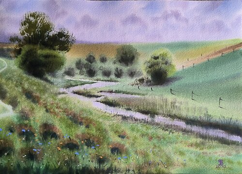 Fields flirting with clouds von Tomas Bajorunas, Malerei kaufen auf Singulart