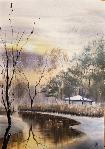 Golden river von Tomas Bajorunas, Malerei kaufen auf Singulart