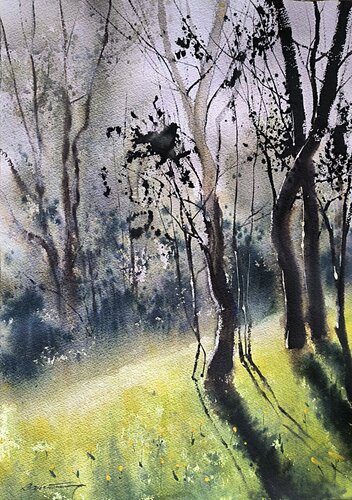 Through the branches by Tomas Bajorunas, Painting for Sale on Singulart