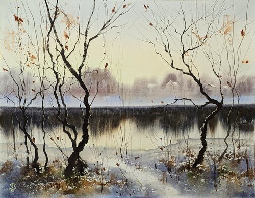Winters reflection 2 par Tomas Bajorunas, Peinture en vente sur Singulart