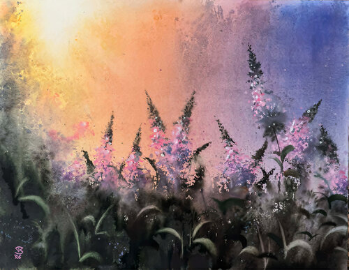 Dusk blooms by Tomas Bajorunas, Painting for Sale on Singulart