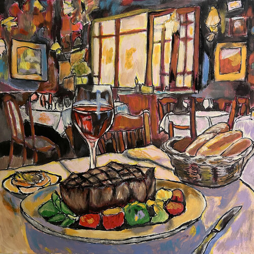 Evening feast van Frankie Duru, Schilderij te koop op Singulart