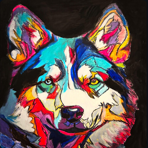 Husky rendered van Frankie Duru, Schilderij te koop op Singulart