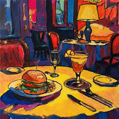 bistro solo van Frankie Duru, Schilderij te koop op Singulart