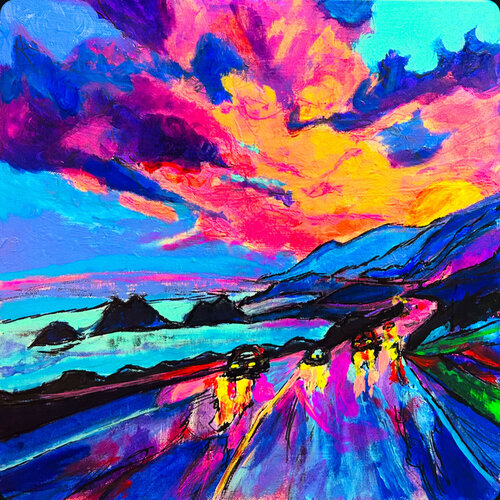 highway 1 lights van Frankie Duru, Schilderij te koop op Singulart