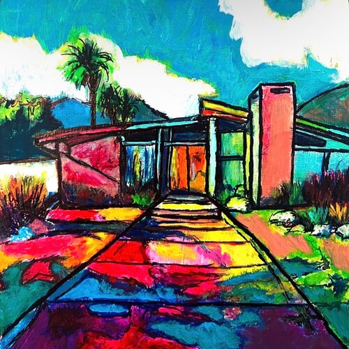 "Palm Springs Technicolor" van Frankie Duru, Schilderij te koop op Singulart