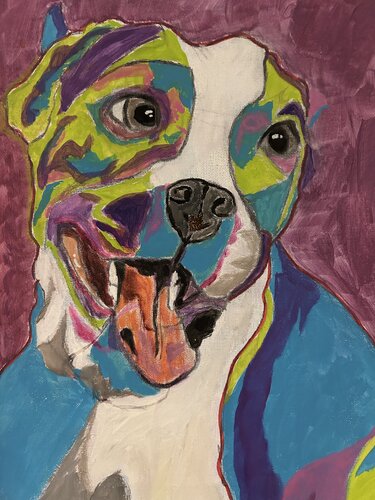 Colored pitbull by Frankie Duru, Painting for Sale on Singulart