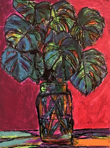 Colored monstera by Frankie Duru, 회화 for Sale on Singulart
