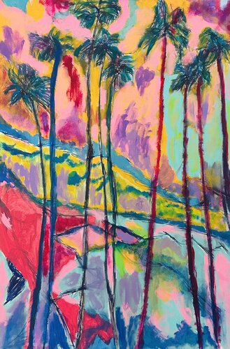 Sunkist Palm trees by Frankie Duru, Painting for Sale on Singulart