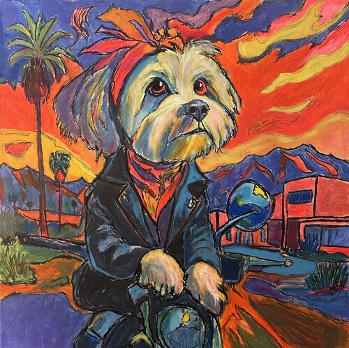 Motorcycle pup by Frankie Duru, Painting for Sale on Singulart