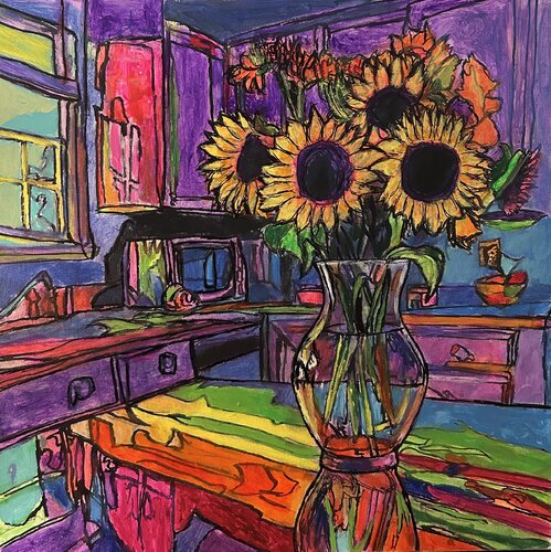 Sunkist sunflowers by Frankie Duru, Painting for Sale on Singulart