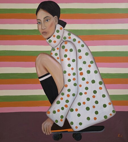 "Polka Dot Skater" by Erika Vilimaitytė, Painting for Sale on Singulart