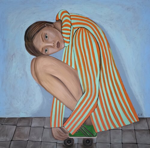 "Girl with roller blades" by Erika Vilimaitytė, Painting for Sale on Singulart