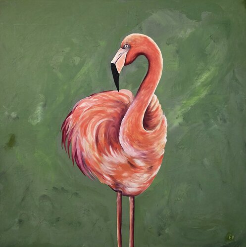 "Orange flamingo" by Erika Vilimaitytė, Painting for Sale on Singulart