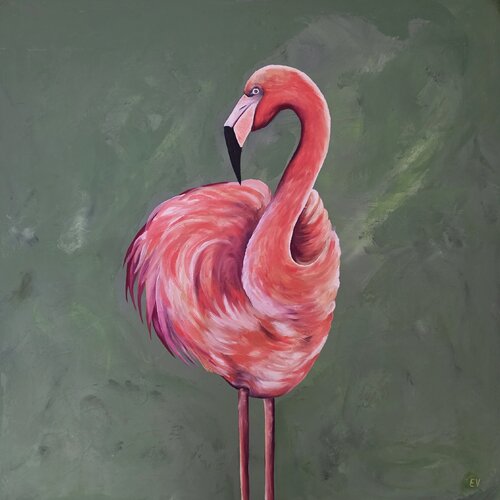 "Orange flamingo" par Erika Vilimaitytė, Peinture en vente sur Singulart