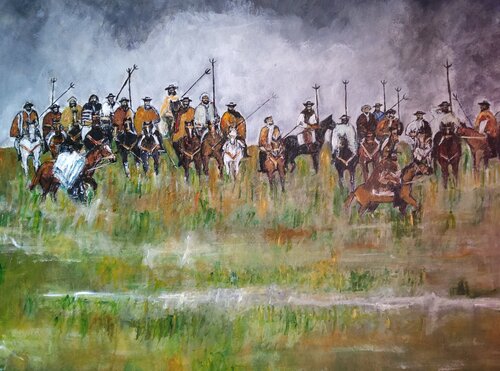 Gauchos al horizonte de Beto Urruty, Pintura a la venta en Singulart