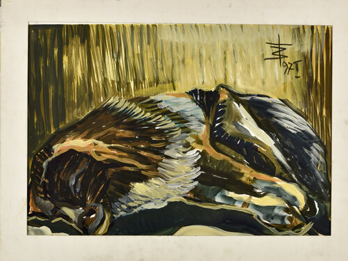 A Sleeping Doggy van Vladimir Georgievski, Werk op papier te koop op Singulart