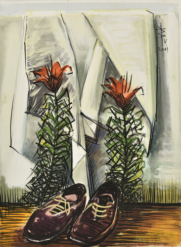 Still-life with shoes and lillies van Vladimir Georgievski, Werk op papier te koop op Singulart