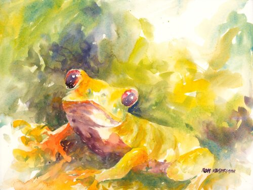 Island Tree Frog van Ron Kasprisin, Schilderij te koop op Singulart