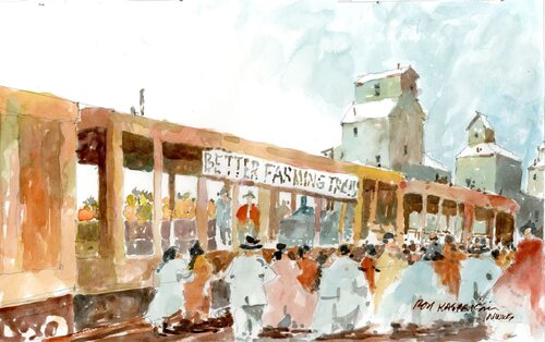 Better Farming Train Saskatchewan di Ron Kasprisin, Pittura in vendita su Singulart