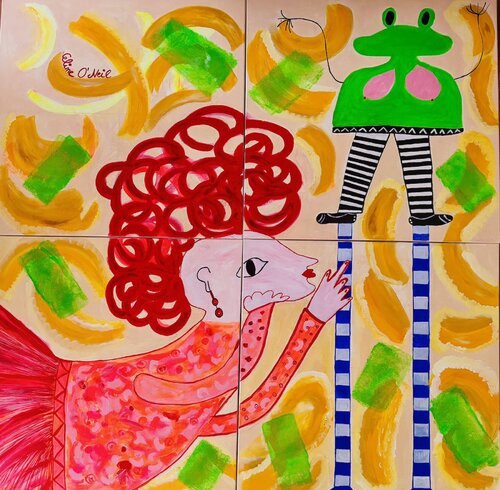 Mädchen und Frosch de Celine O´Neil, Pintura a la venta en Singulart