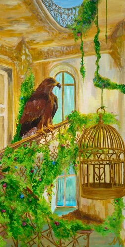 Eagle in the Abandoned Gallery de Natalia Wilkinson, Pintura a la venta en Singulart