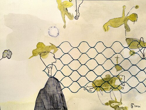 Filet bleu by yves minssart, Painting for Sale on Singulart