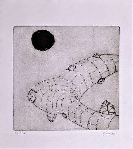 Station spatiale / Raumstation par yves minssart, Œuvre sur papier en vente sur Singulart
