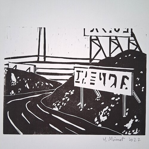 Paysage industriel de yves minssart, Obra en papel a la venta en Singulart