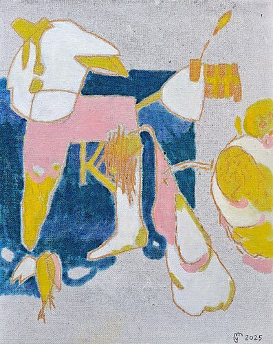 Composition en rose et jaune von yves minssart, Malerei kaufen auf Singulart