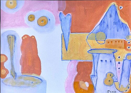 Composition bleue et ocre van yves minssart, Schilderij te koop op Singulart